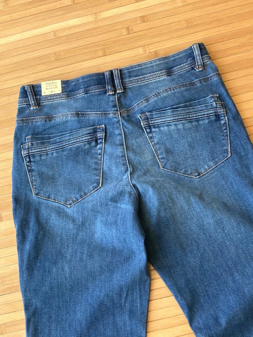 Democracy Ab Solution High Rise Out There Flare Jeans Raw Hem Womens 6 Blue NWT - Picture 11 of 11